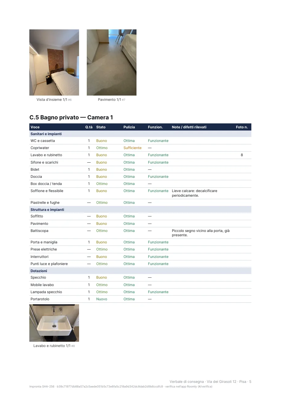 Pagina 5: bagno privato della camera matrimoniale
